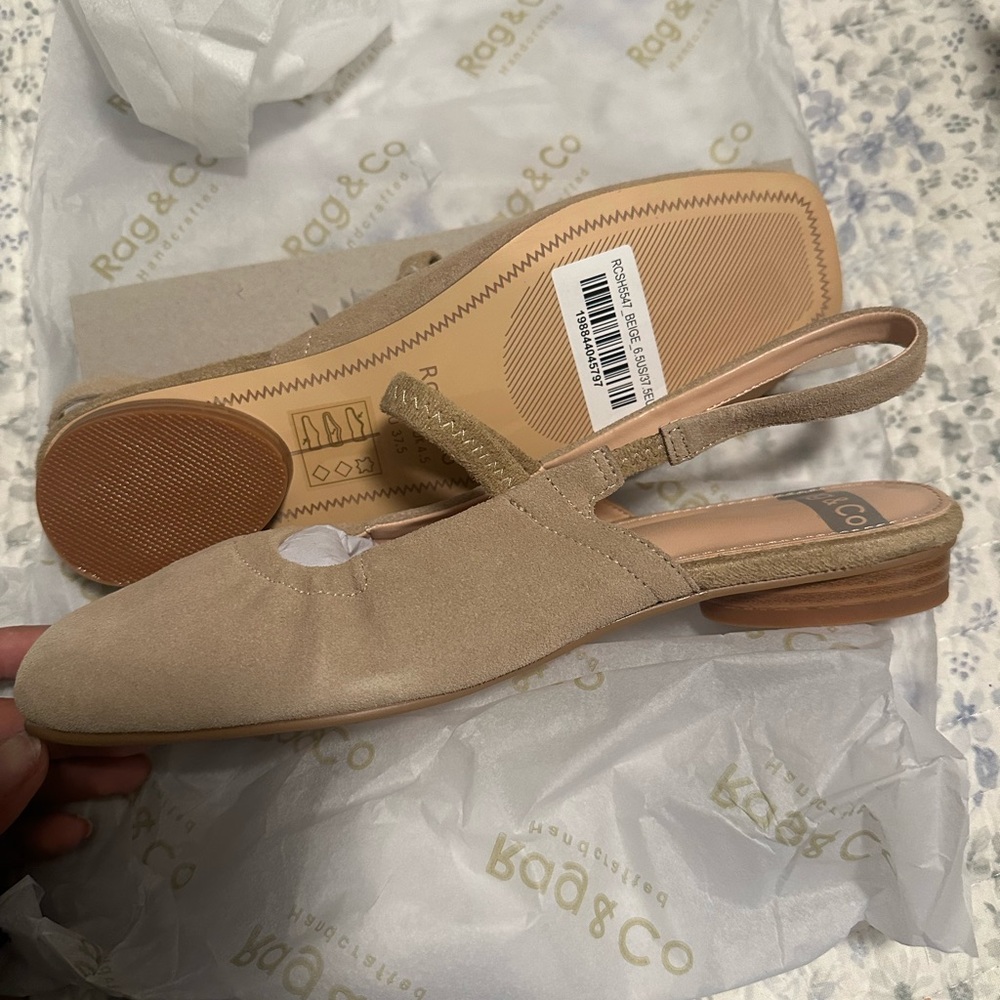 Rag & Co Women's Beige Slingback Flats